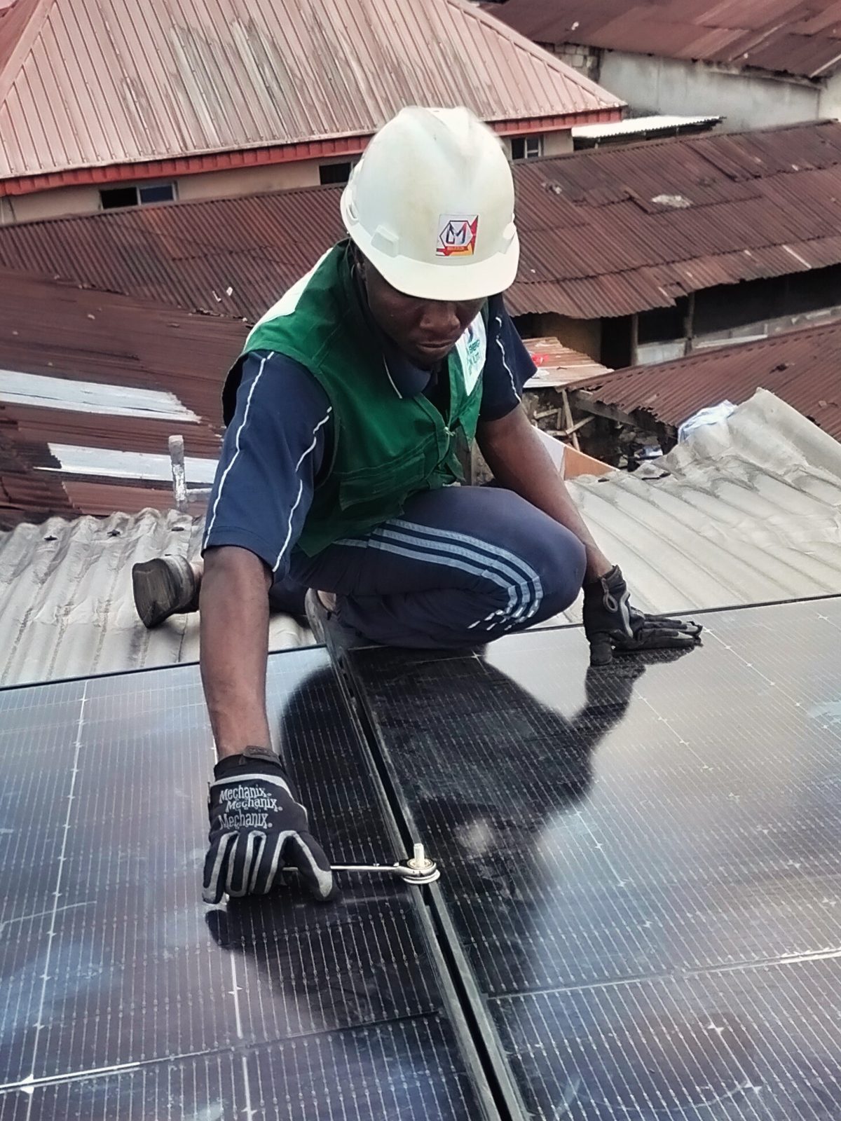 Rooftop solar-panel installation, Nigeria